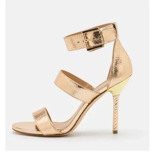 Michael Kors Gold Amal High Open Toe Heels